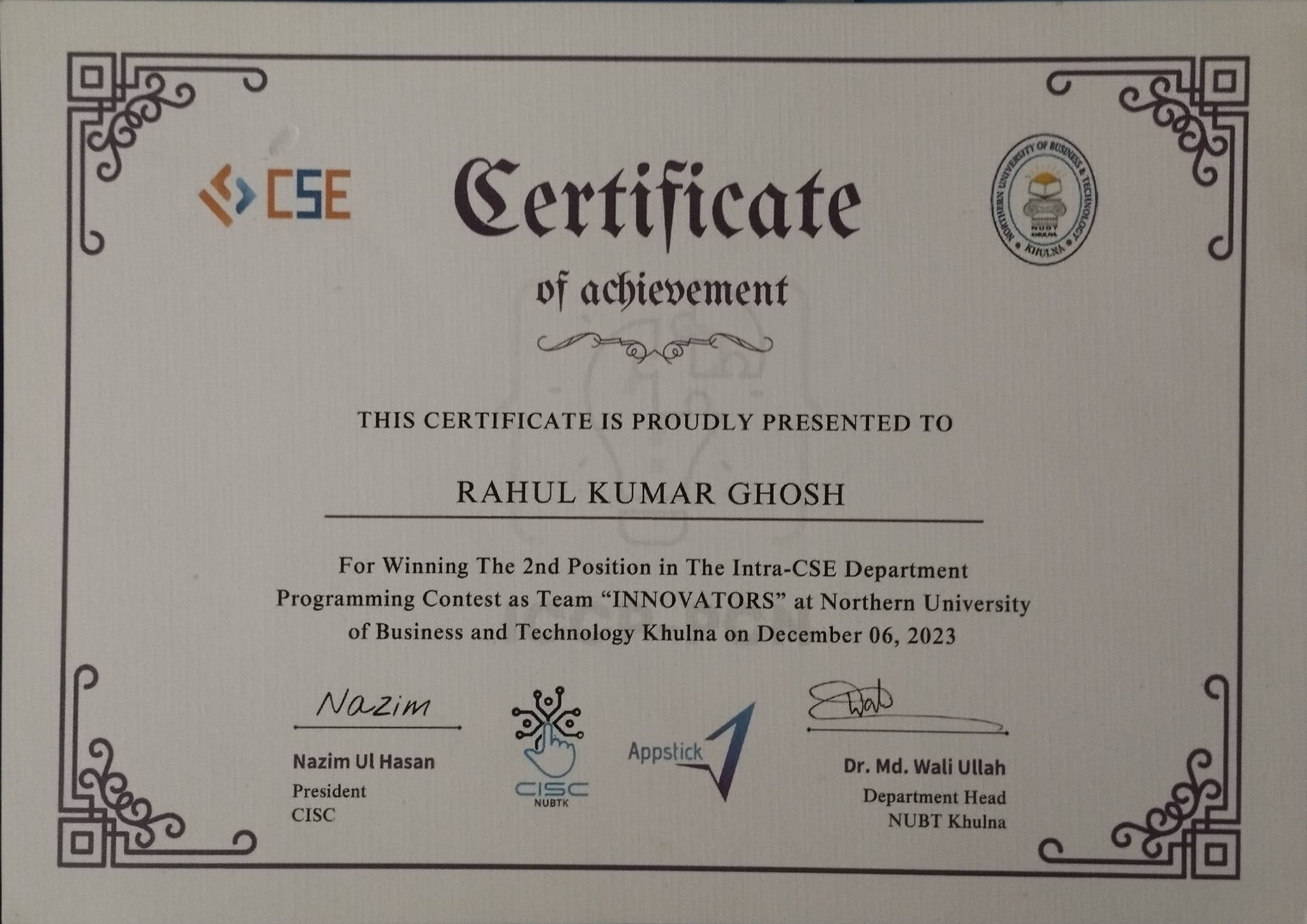 Certificate 12