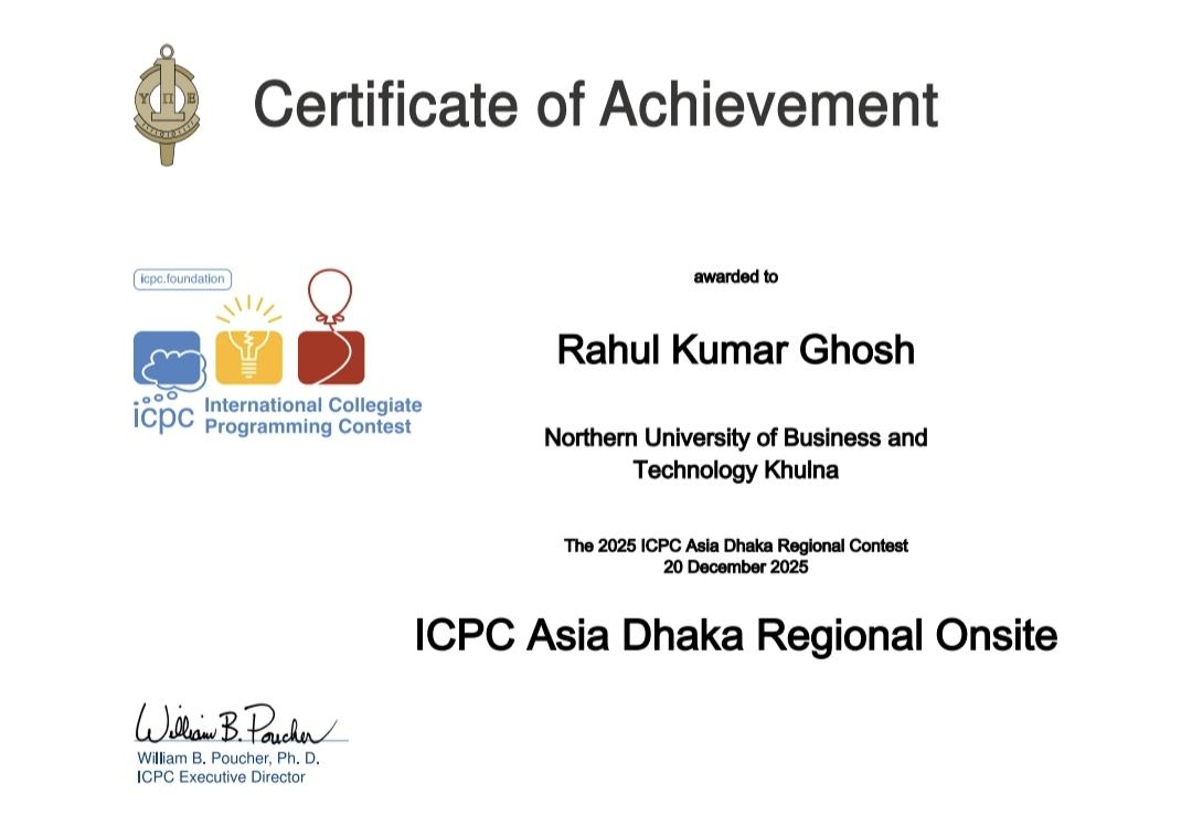 ICPC Dhaka Regional 2025 Certificate 3