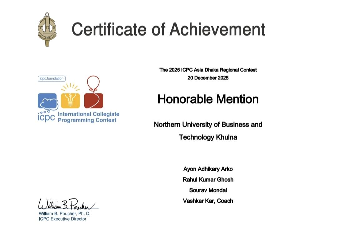 ICPC Dhaka Regional 2025 Certificate 5