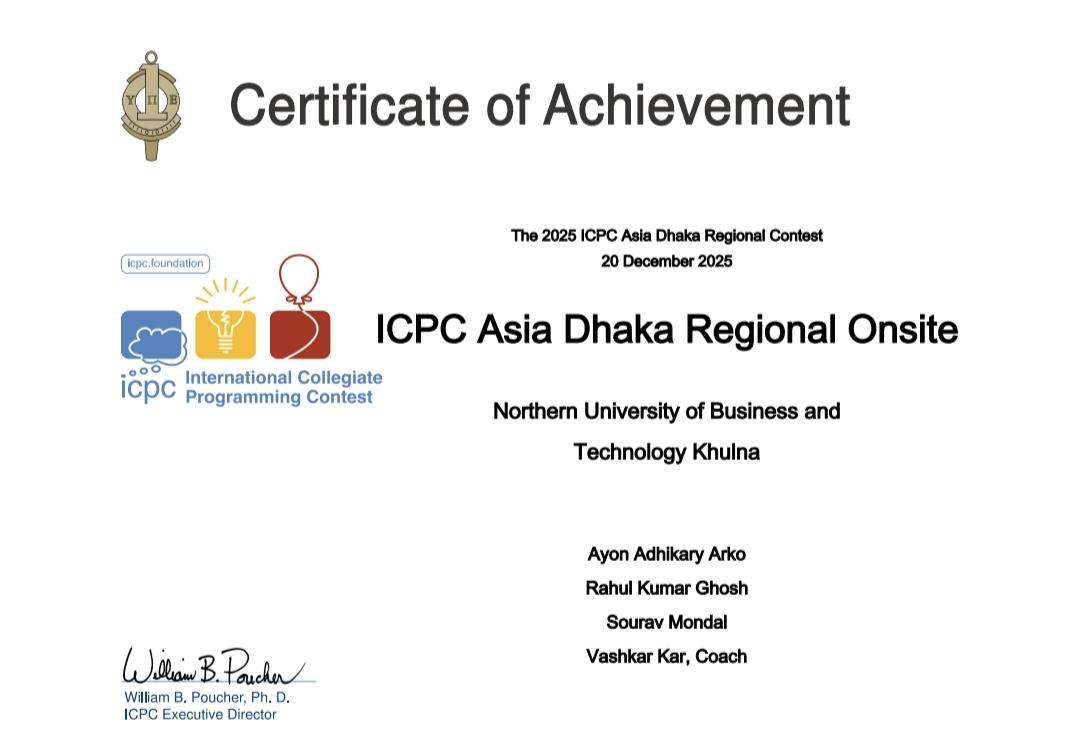 ICPC Dhaka Regional 2025 Certificate 6